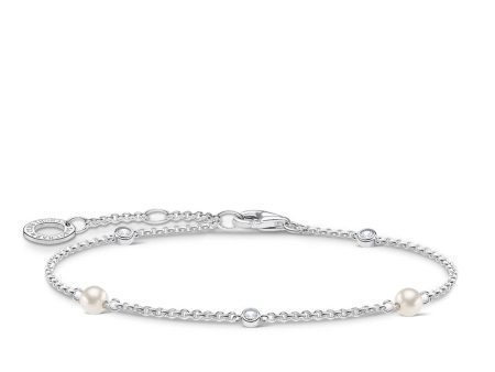 Sterling Silver Thomas Sabo Charm Club Pearl Bracelet 16-19cm Supply