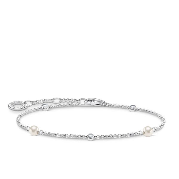 Sterling Silver Thomas Sabo Charm Club Pearl Bracelet 16-19cm Supply