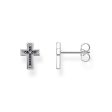 Sterling Silver Thomas Sabo Black Zirconia Cross Studs on Sale