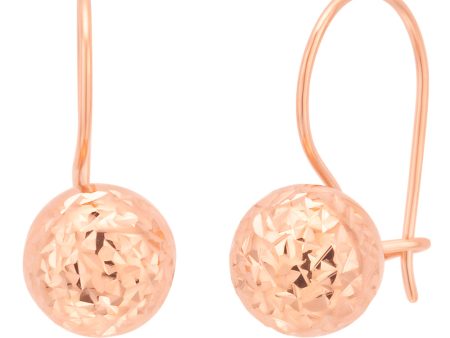 9ct Rose Gold 7mm Diamond Cut Euroball Earrings Cheap