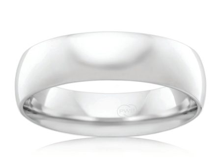 9ct White Gold 6mm Comfort Ring Size V Supply