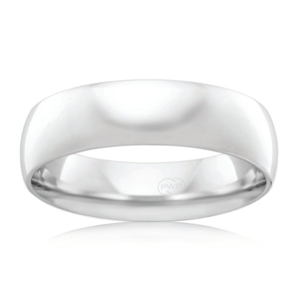 9ct White Gold 6mm Comfort Ring Size V Supply