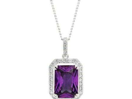 Sterling Silver Purple Cubic Zirconia Pendant Discount