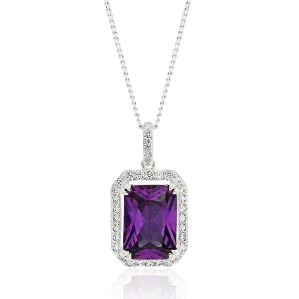 Sterling Silver Purple Cubic Zirconia Pendant Discount