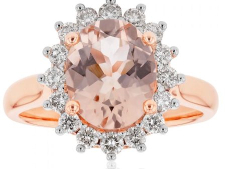 9ct Rose Gold 2.30ct Morganite and 1 2 Carat Diamond Ring on Sale