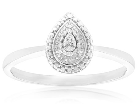 Sterling Silver With Diamond Pear Shape Ring For Cheap