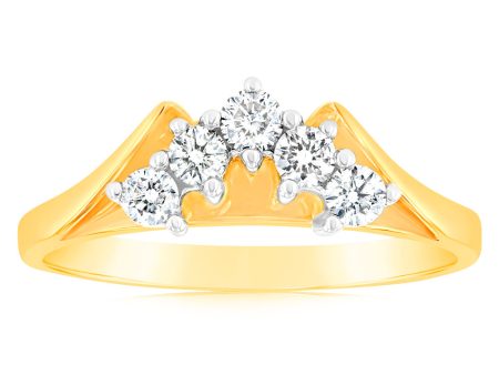 18ct Yellow Gold 1 5 Carat Diamond With 5 Brilliant Cut Diamonds Fashion