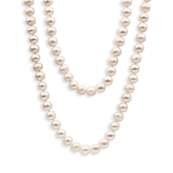 White Freshwater 160cm Long Pearl Necklace For Sale