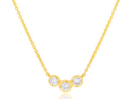 Flawless Cut Trilogy 15 Point Diamond Pendant in 9ct Yellow Gold including Chain Fashion