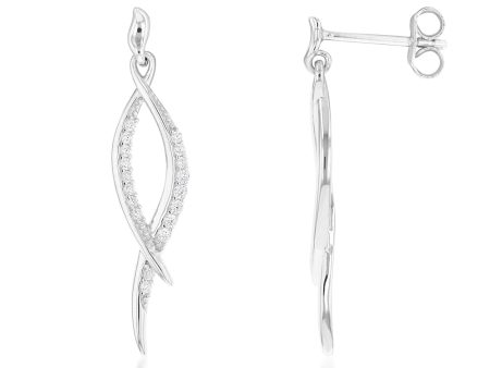 Sterling Silver Zirconia Crossover Drop Earring on Sale