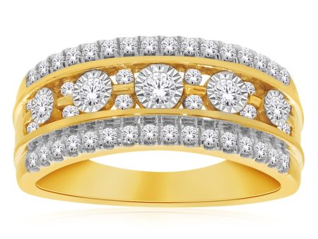 10ct Yellow Gold 1 2 Carat Diamond Dress Ring Online now