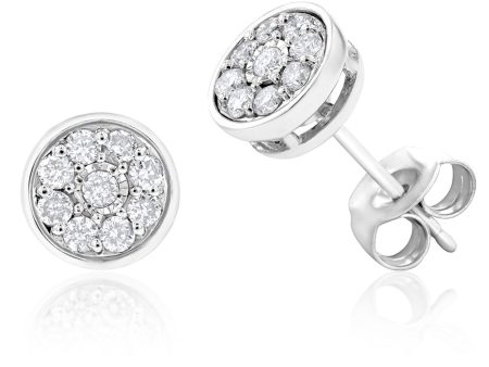 Luminesce Lab Grown 1 3 Carat Diamond Cluster Silver Studs For Sale