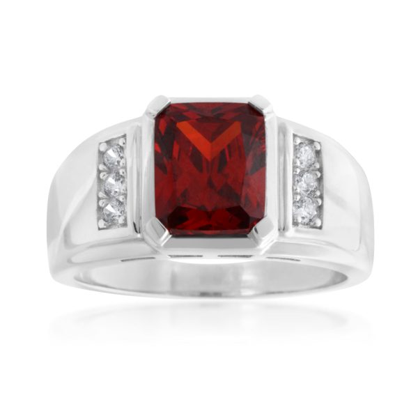 Sterling Silver Zirconia Gents Ring Hot on Sale