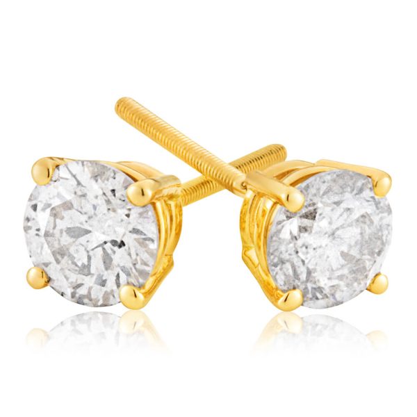 14ct Yellow Gold Diamond Stud Earrings with Appoximately 1 Carat of Diamonds Cheap