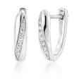 Sterling Silver Rhodium Plated Zirconia Fancy Twist Huggie Earrings Online Hot Sale