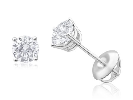 18ct White Gold Stud Earrings With 1 Carat Of Diamonds Supply