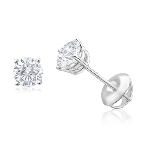 18ct White Gold Stud Earrings With 1 Carat Of Diamonds Supply