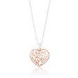 Sterling Silver Rose Plated 2 Tone Dicut Heart Pendant on 42cm Chain Online Hot Sale