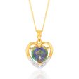 9ct Yellow Gold Enhanced Mystic Topaz and Diamond Heart Pendant on 46cm Chain For Discount