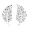 Sterling Silver Zirconia Leaf Stud Earrings Online now