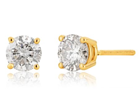 14ct Yellow Gold Diamond Stud Earrings with Appoximately 1 Carat of Diamonds Cheap