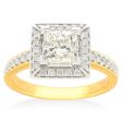 18ct Yellow Gold 1.70 Carat Diamond Ring with 1.50 Carat Princess Centre Diamond For Cheap