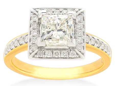 18ct Yellow Gold 1.70 Carat Diamond Ring with 1.50 Carat Princess Centre Diamond For Cheap