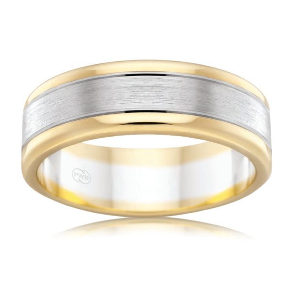 9ct Two Tone Gold 8mm Ring. All Sizes For Discount