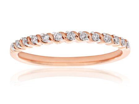 9ct Rose Gold Diamond Ring with 13 Brilliant Cut Diamonds and Rhodium Plated Claws Online now