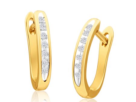 9ct Radiant Yellow Gold Diamond Hoop Earrings Discount