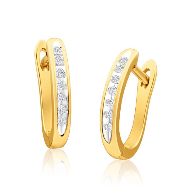 9ct Radiant Yellow Gold Diamond Hoop Earrings Discount