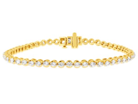 14ct Yellow Gold 2 Carats Diamond Tennis Bracelet With 51 Brilliant Diamonds 18cm Online Sale