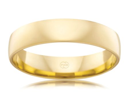 9ct Yellow Gold 5mm Classic Barrel Ezi Fit Ring. Size W For Sale