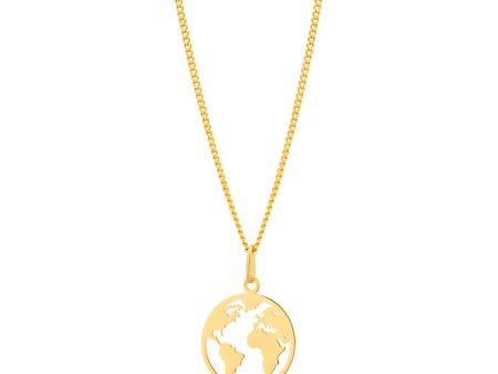 9ct Yellow Gold World Map Disc Cutout Pendant Discount