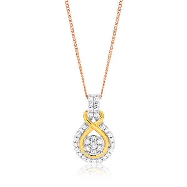 9ct Charming White Gold Diamond Pendant With 45cm Chain Online Sale