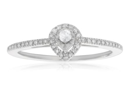 Sterling Silver Pear Shape Diamond Promise Ring Online Hot Sale