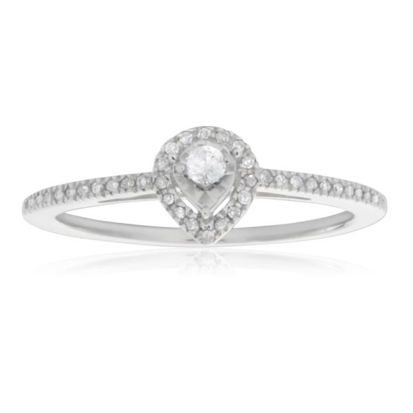 Sterling Silver Pear Shape Diamond Promise Ring Online Hot Sale