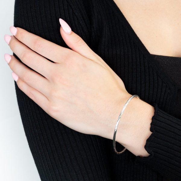 Sterling Silver Twist 65mm Bangle Discount