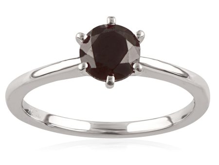 1 Carat Black Diamond Solitaire Ring set in Sterling Silver Hot on Sale