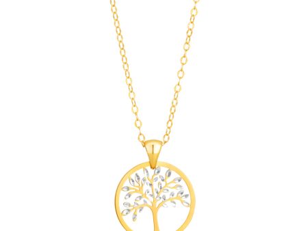 9ct Dicut 20mm Tree Of Life Pendant on 45cm Cable Chain 9Y Sale