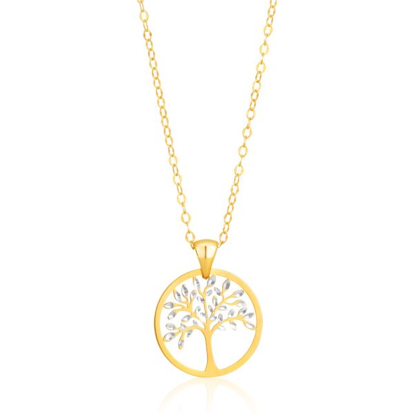 9ct Dicut 20mm Tree Of Life Pendant on 45cm Cable Chain 9Y Sale