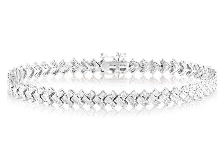 1 Carat Diamond 18cm Bracelet in Sterling Silver For Cheap