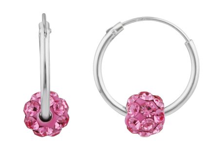 Sterling Silver Pink Crystal Slider on Hoops Online now