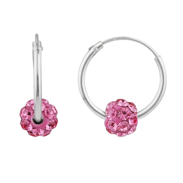 Sterling Silver Pink Crystal Slider on Hoops Online now