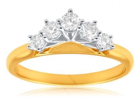 18ct Yellow Gold & White Gold Ring With 0.5 Carats Of Brilliant Cut Diamonds Sale