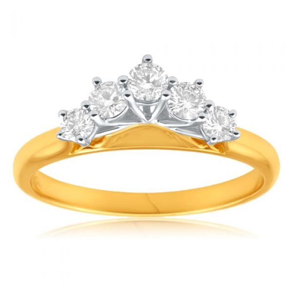 18ct Yellow Gold & White Gold Ring With 0.5 Carats Of Brilliant Cut Diamonds Sale