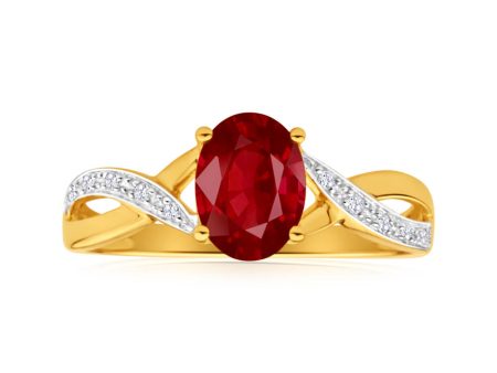 9ct Dazzling Yellow Gold Diamond and Garnet Ring Hot on Sale