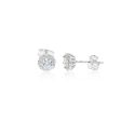 Sterling Silver Zirconia Round Stud Earrings For Cheap