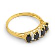 9ct Radiant Yellow Gold Natural Sapphire x4 and Diamond x3 Ring Online now