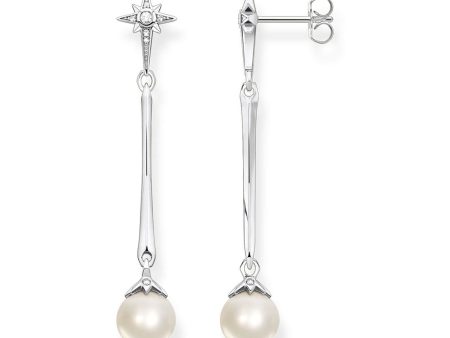 Sterling Silver Thomas Sabo Magic Star Fresh Water Pearl Drop Earrings Sale